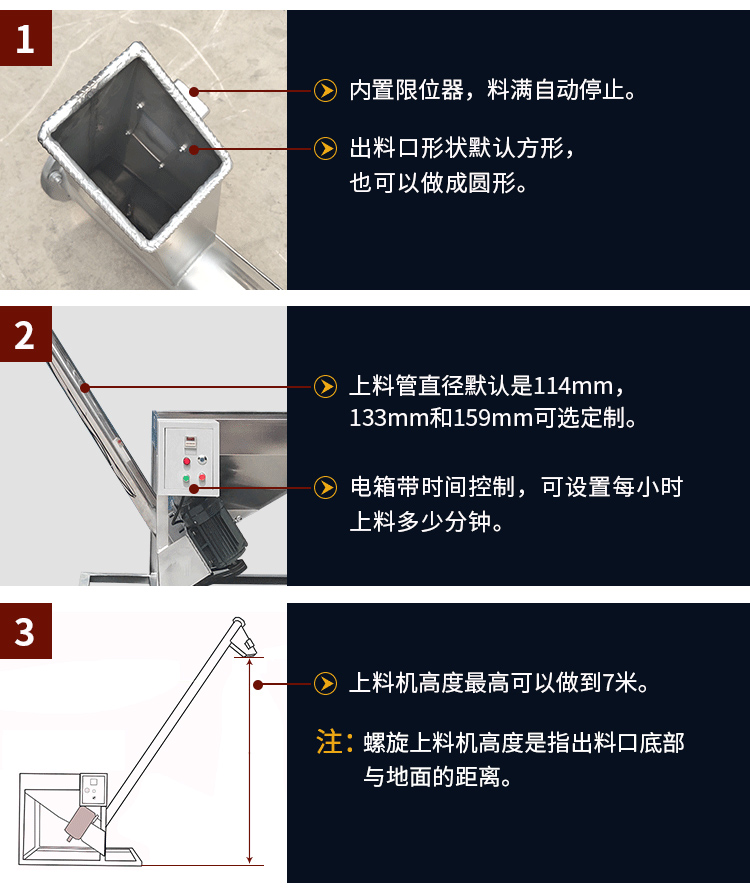 不銹鋼螺旋輸送機自動上料，可定制管徑，高度可做到7米