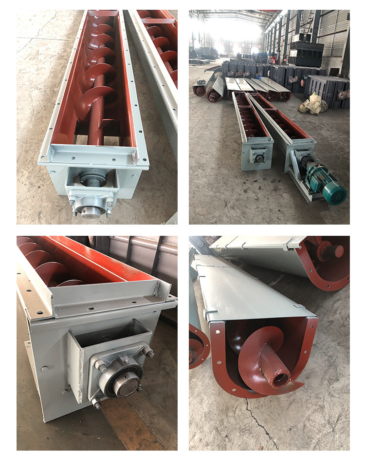 U型螺旋輸送機(jī)細(xì)節(jié)展示，采用不銹鋼材質(zhì)，輸送穩(wěn)定